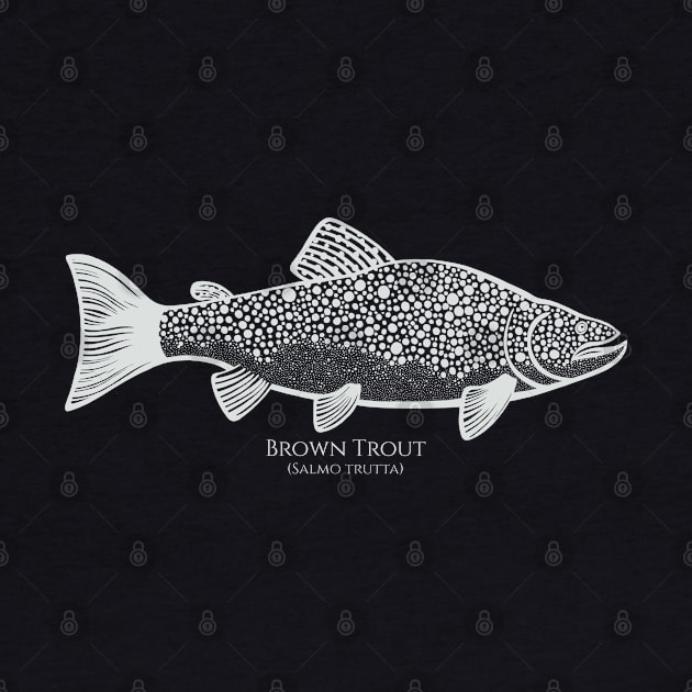 Brown Trout with Common and Latin Names - on dark colors by Green Paladin